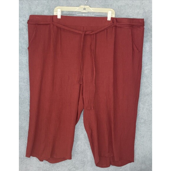 Torrid Womens High Rise Pants Size 6X Cropped Gauzy Tie Waist Beachy Tropical - Picture 1 of 10